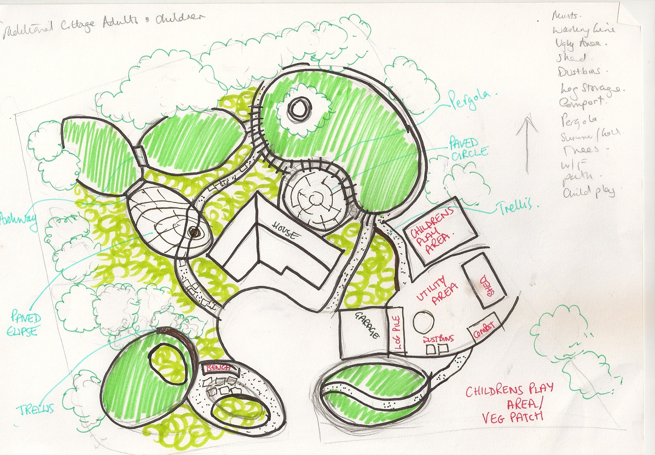 Garden Design Oxford Sketch - Earth Designs Garden Design and Build