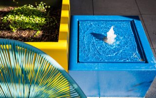 Blue cube water feature