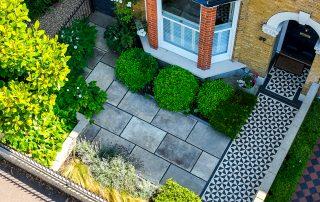 Front garden of Victorian design with a birds eye view