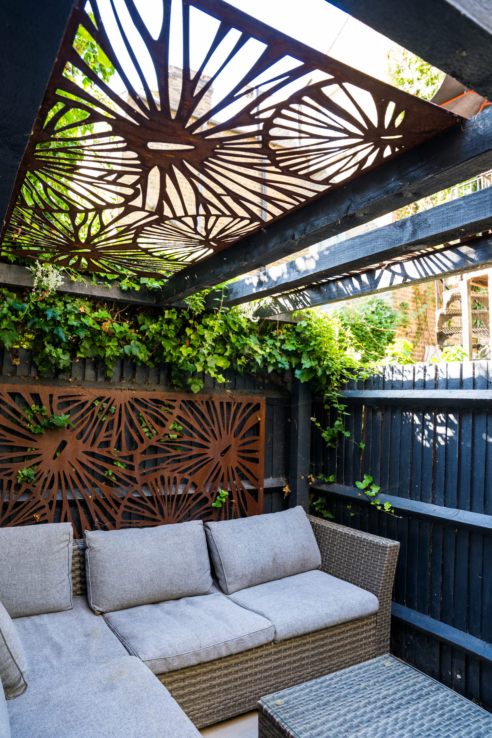 Garden black steel pergola