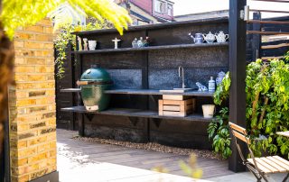 Outdoor kitchen in East London garden