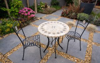 Small table and chairs on patio in London